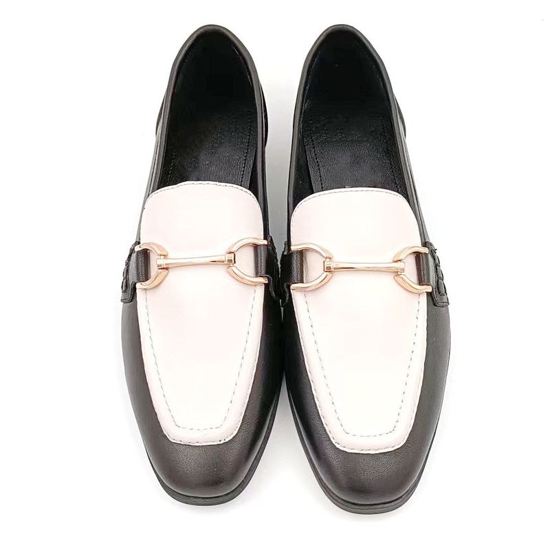 Dames Casual Loafer schoenen met rubberen buitenzool Zwart Wit Kleur