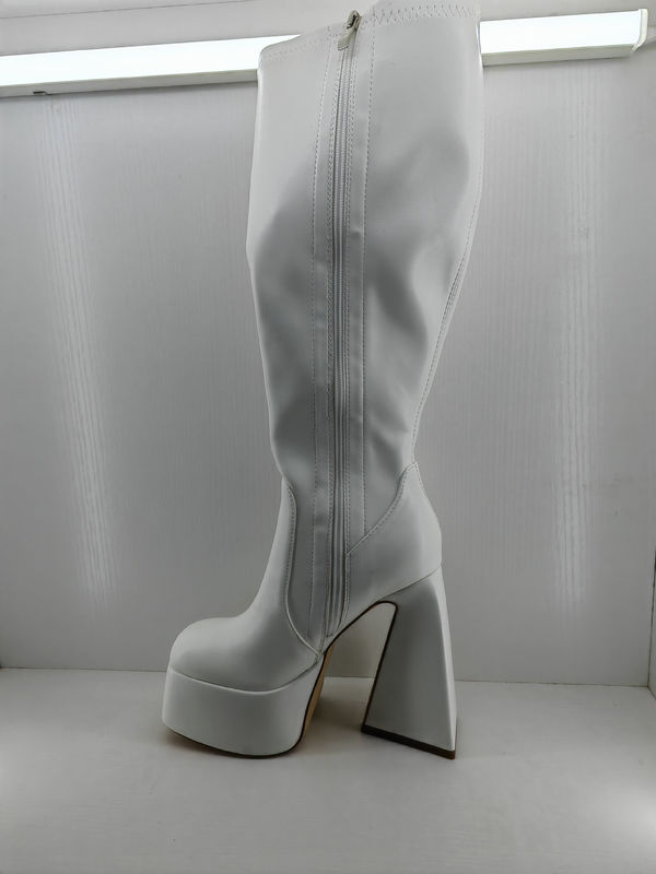 Vrouwen schoenen met puntige tenen, botten met dikke hielen, en een sluitend type.